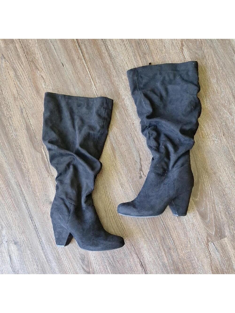 Torrid Black Slouch Knee Heeled Boot Size 10.5